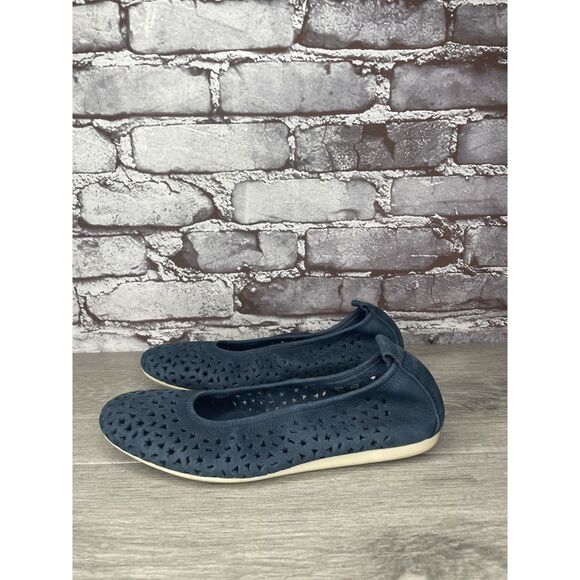 ARCHE Blue Suede Nubuck Leather Perforated Ballet Flats Shoes Women 37EU/6.5M US - Picture 1 of 16